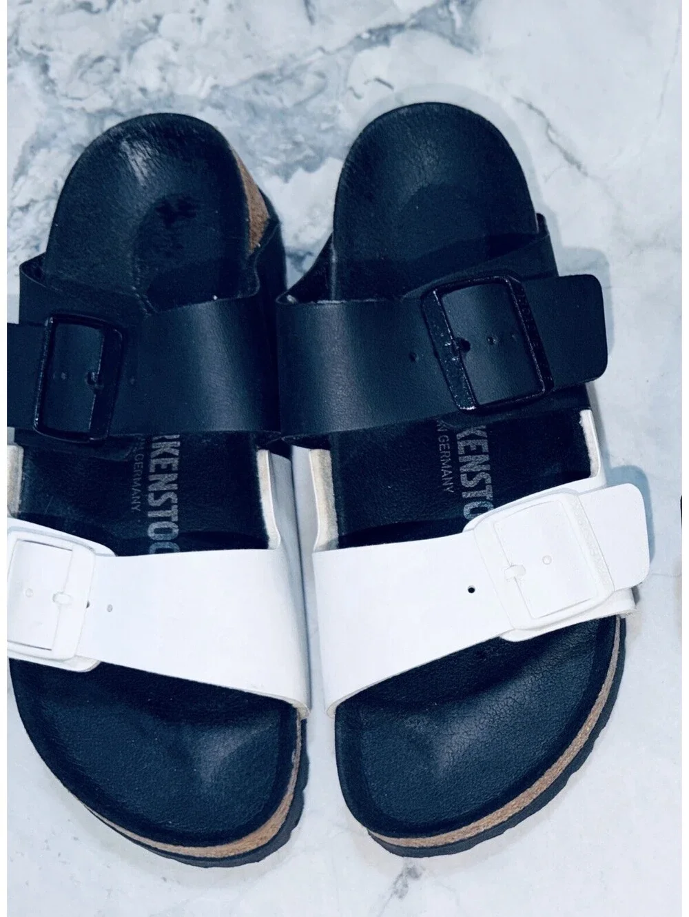 Birkenstock Arizona Split Black White Two Tone Sandals Women’s EU 37 US 6-6.5